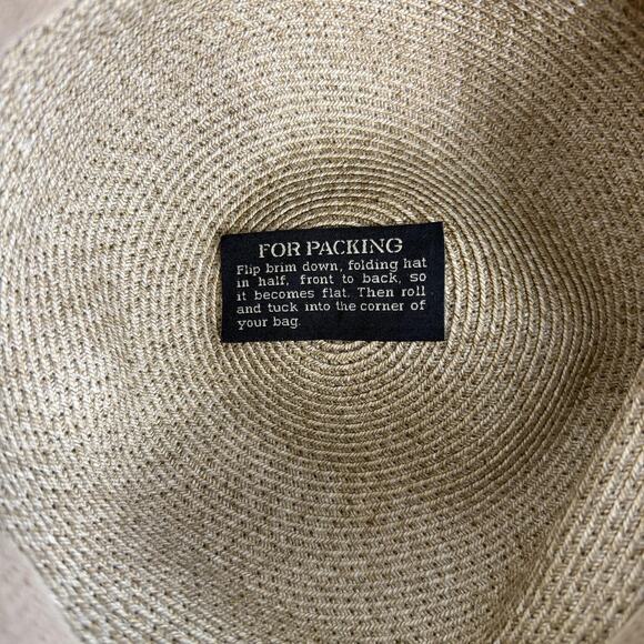 Eric Javits Hat Packable Straw Sun Hat One Size Beige Wide Brim Travel Beach